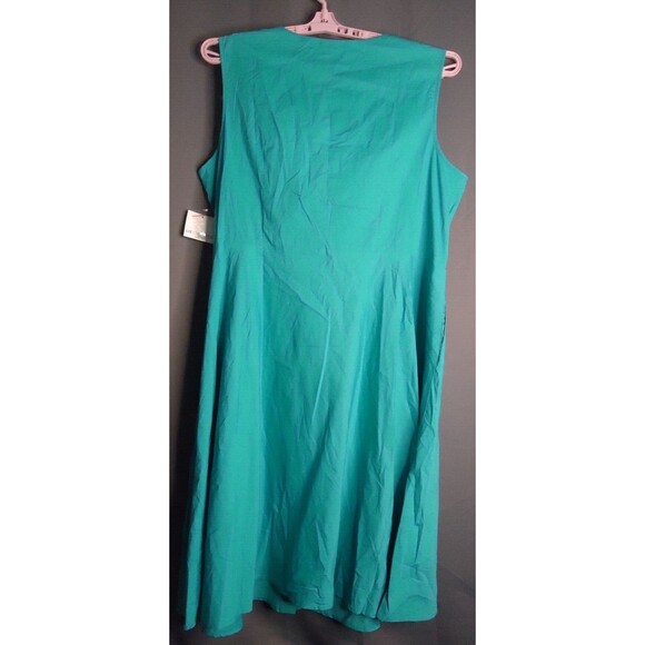 Liz Claiborne V Neck Midi Shirt Dress Button Front Ruffled Size 20w Aqua Pockets - Picture 10 of 10